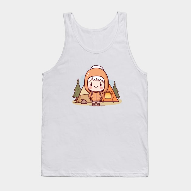 Kawaii camping girl Tank Top by Mon Kawaii Lab